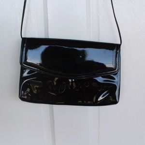Vegan black patent leather purse